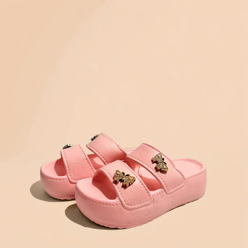 Butterfly Chunky Platform Slide Sandals
