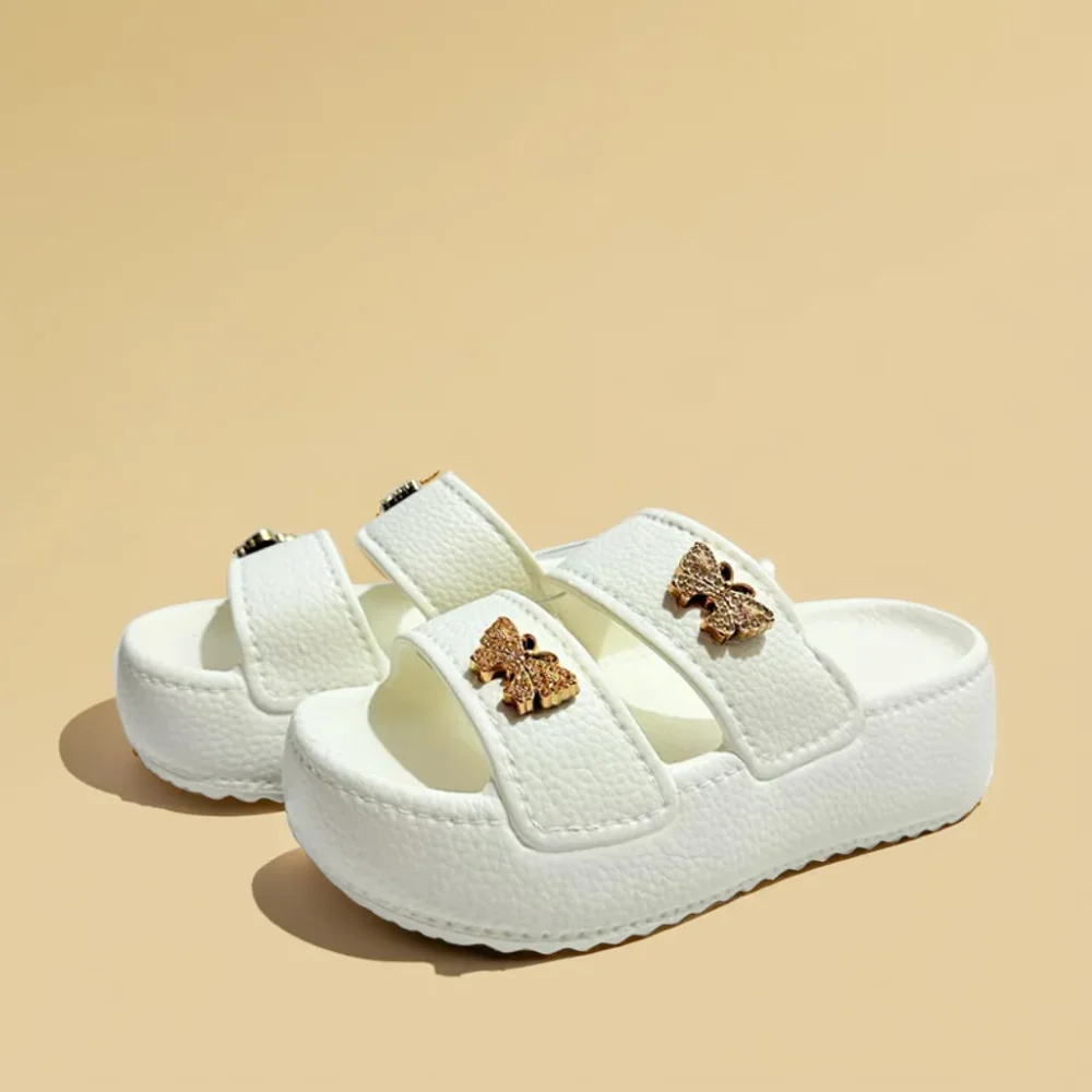 Butterfly Chunky Platform Slide Sandals