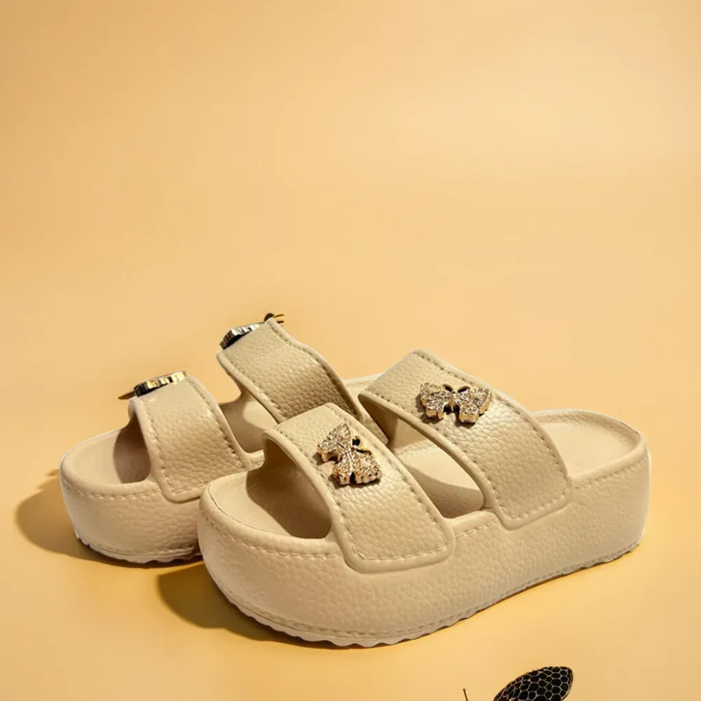 Butterfly Chunky Platform Slide Sandals