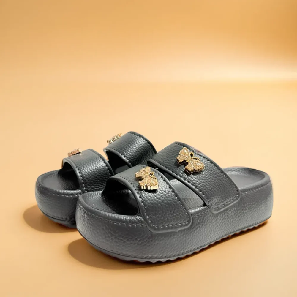 Butterfly Chunky Platform Slide Sandals
