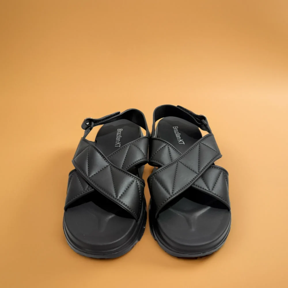 Brazal KT Black Quilted Sandals