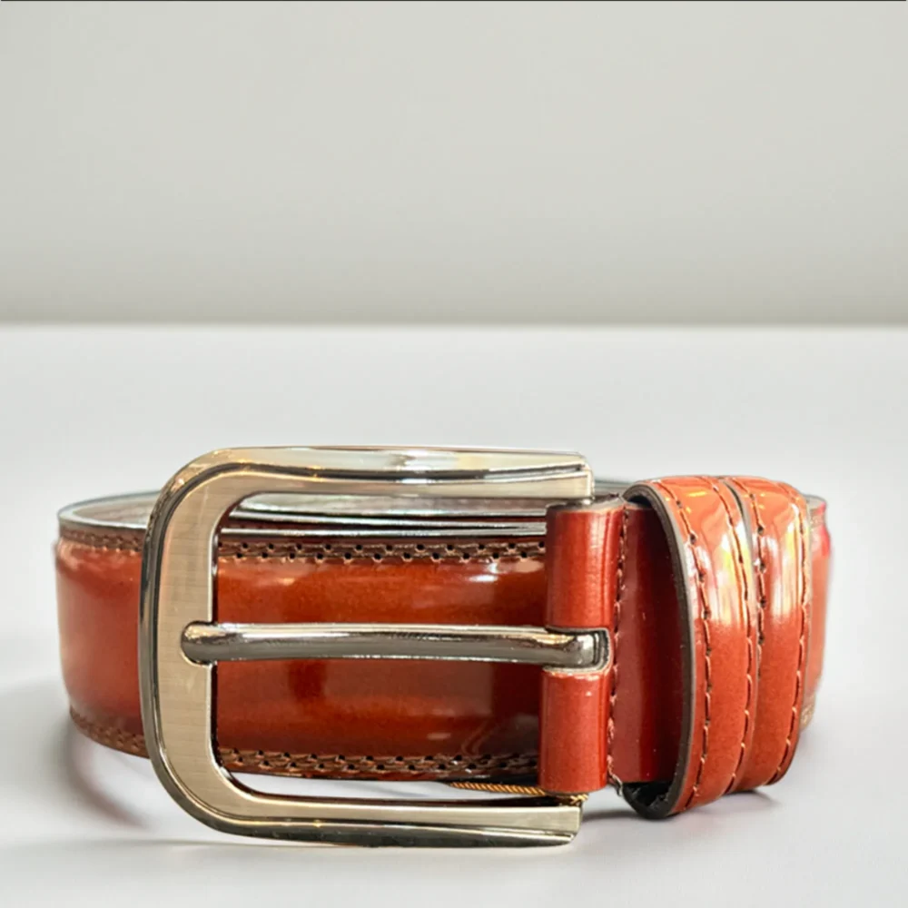 Premium Glossy Leather Belt - Vizaro.lk