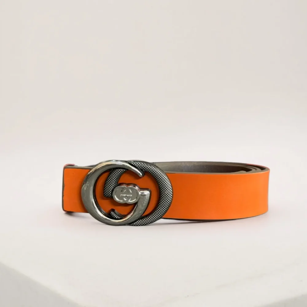 Inspired Orange Leather GG Buckle Belt - Stylish Women's Accessory for Fashion in Sri Lanka
