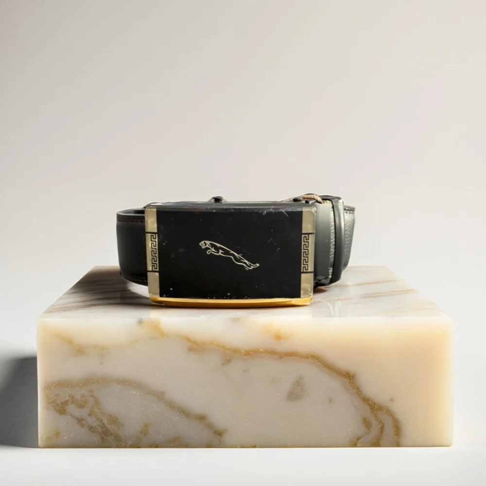Leather Jaguar Buckle Belt - Luxury Men's Fashion in Sri Lanka