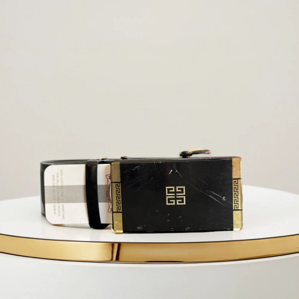 Givenchy-Inspired Black Leather 4G Buckle Belt - Copy